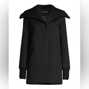 Sofia Cashmere Black Wool & Cashmere Ribbed Collar Coat Size 4